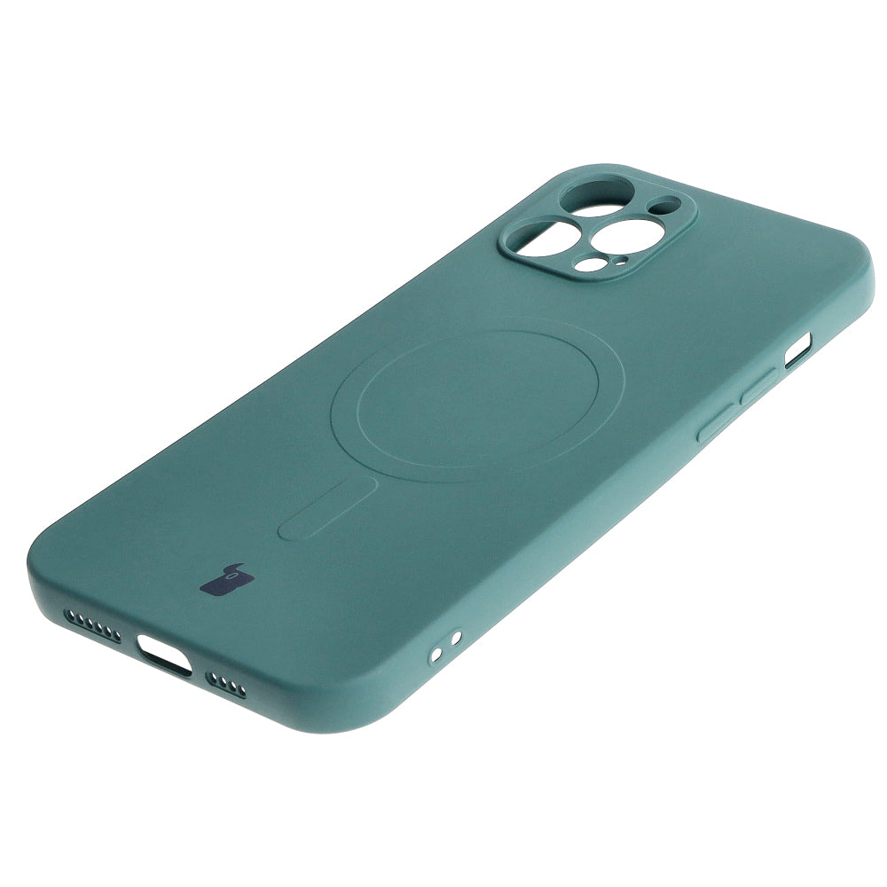Silikon Handyhülle mit Magnetring Bizon Case Silicone Magnetic für iPhone 12 Pro Max, Dunkelgrün