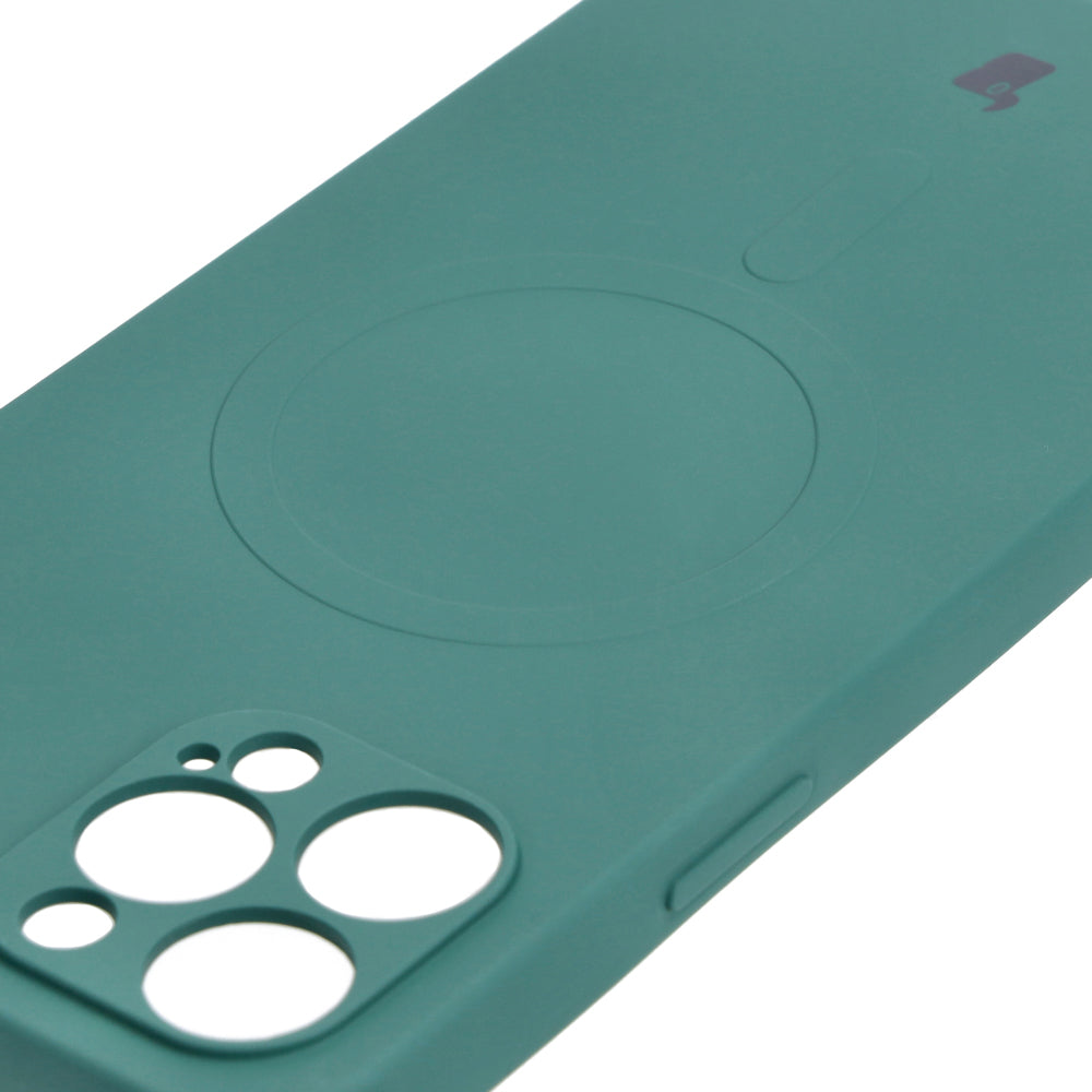 Silikon Handyhülle mit Magnetring Bizon Case Silicone Magnetic für iPhone 12 Pro Max, Dunkelgrün