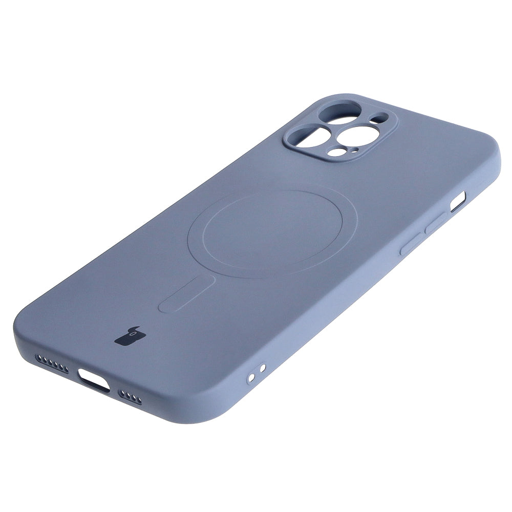 Silikon Handyhülle mit Magnetring Bizon Case Silicone Magnetic für iPhone 12 Pro Max, Grau