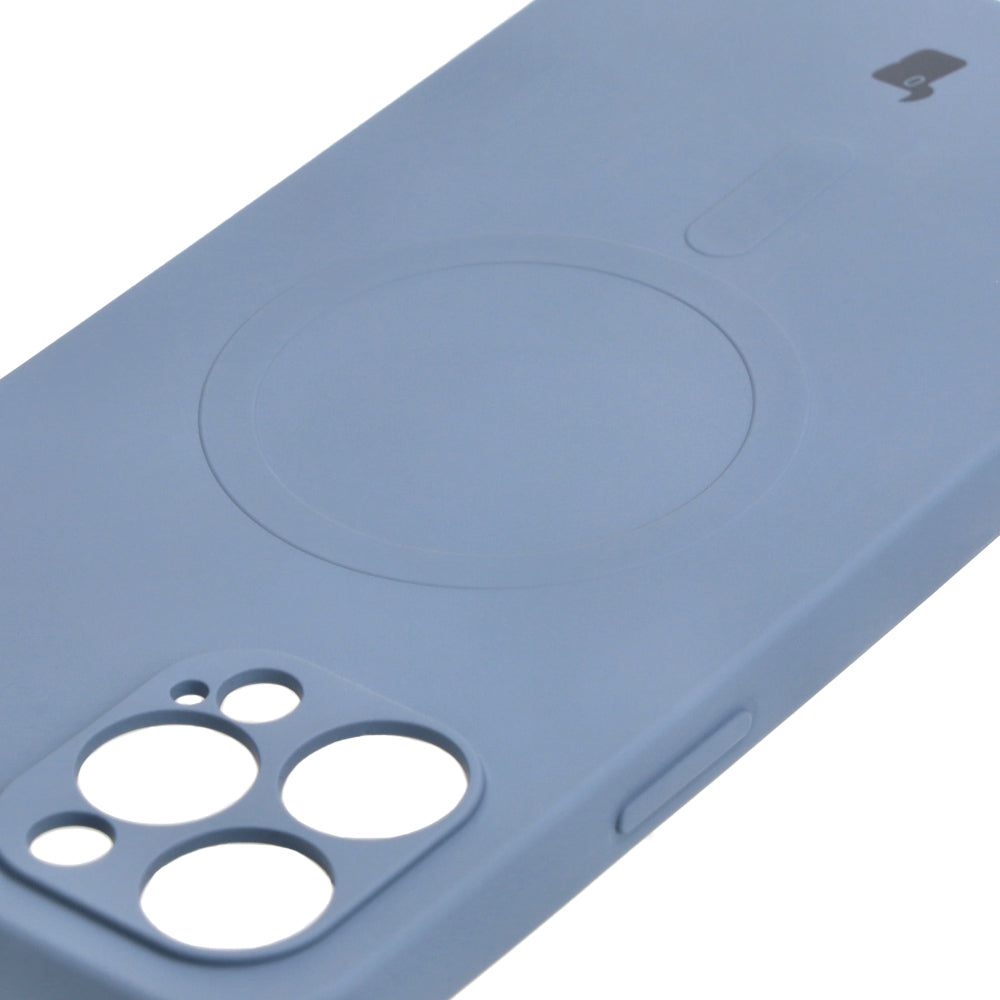 Silikon Handyhülle mit Magnetring Bizon Case Silicone Magnetic für iPhone 12 Pro Max, Grau