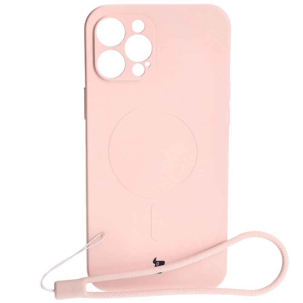 Silikon Handyhülle mit Magnetring Bizon Case Silicone Magnetic für iPhone 12 Pro Max, Hellrosa