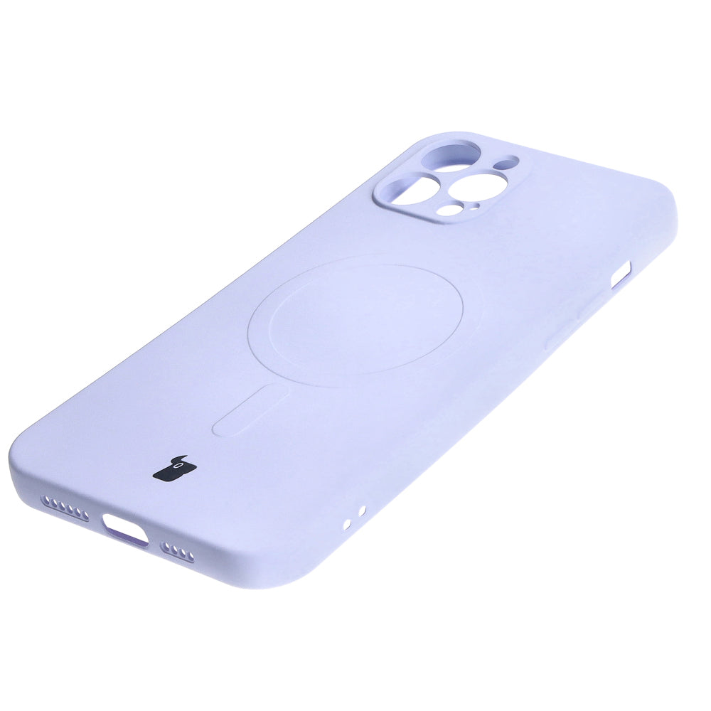 Silikon Handyhülle mit Magnetring Bizon Case Silicone Magnetic für iPhone 12 Pro Max, Hellviolett