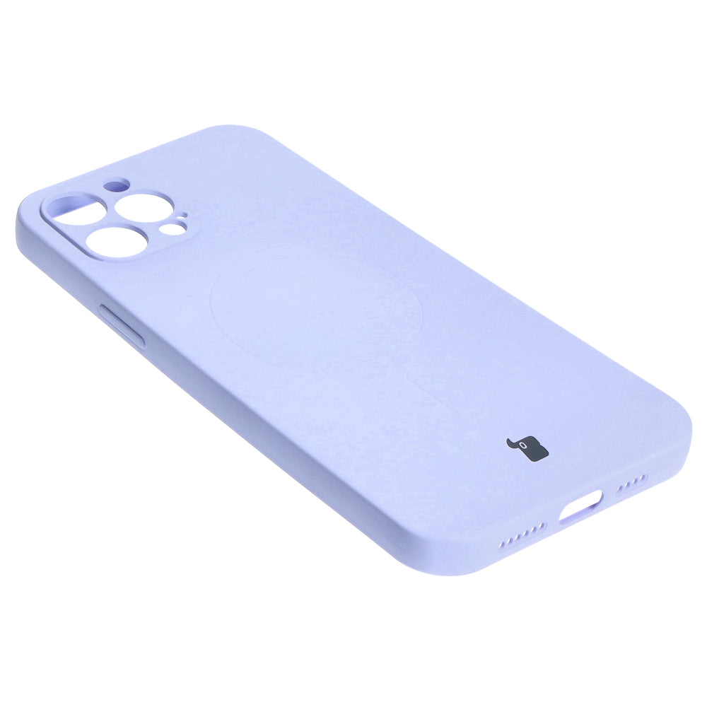 Silikon Handyhülle mit Magnetring Bizon Case Silicone Magnetic für iPhone 12 Pro Max, Hellviolett