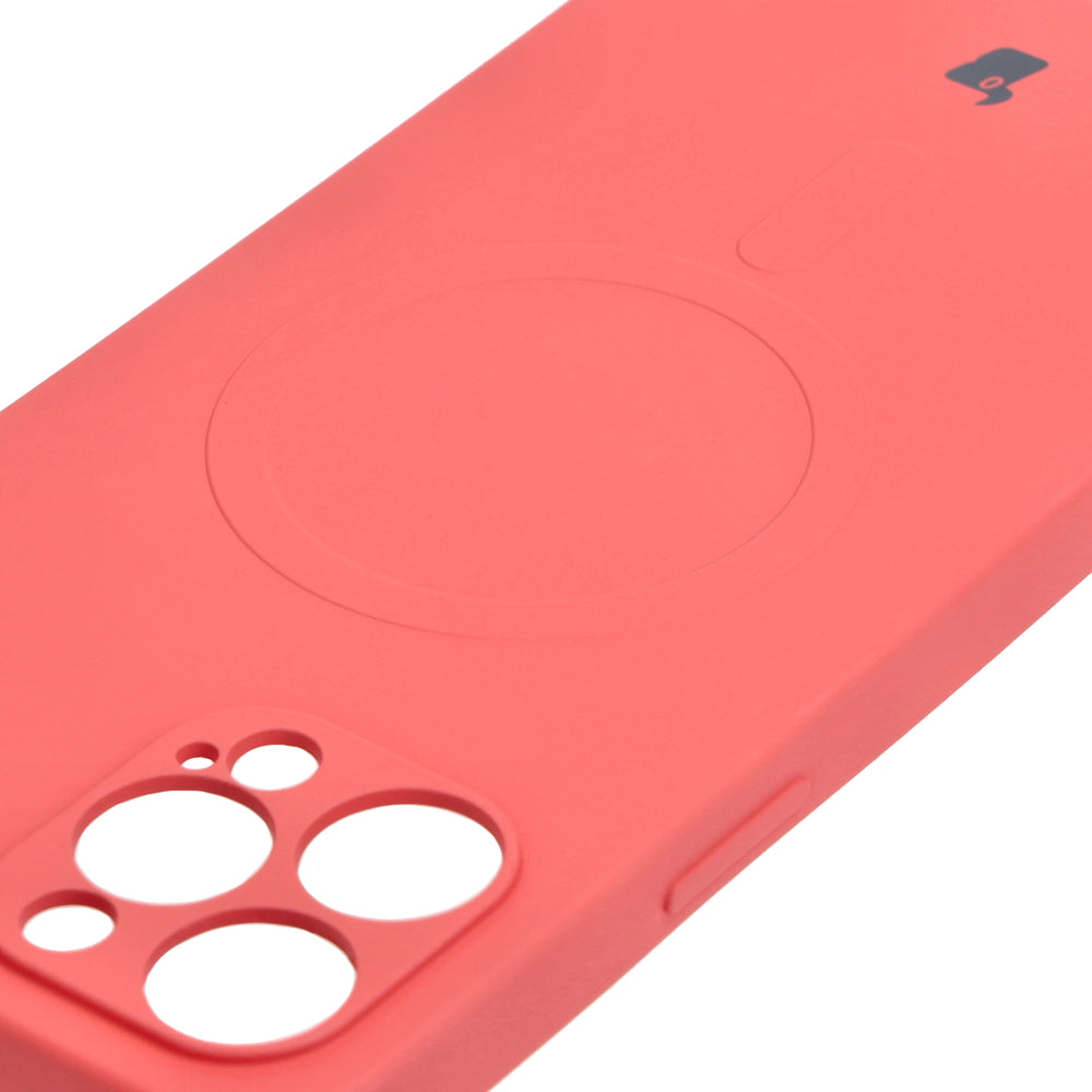 Silikon Handyhülle mit Magnetring Bizon Case Silicone Magnetic für iPhone 12 Pro Max, Dunkelrosa