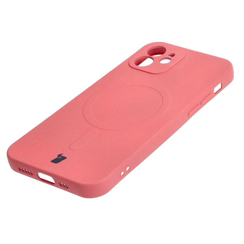 Silikon Handyhülle mit Magnetring Bizon Case Silicone Magnetic für iPhone 12, Dunkelrosa