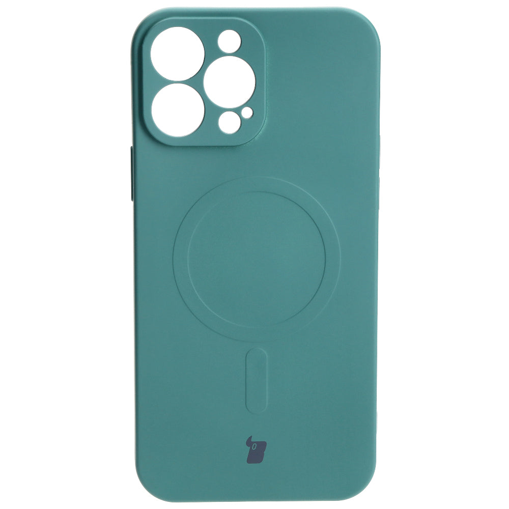 Silikon Handyhülle mit Magnetring Bizon Case Silicone Magnetic für iPhone 13 Pro Max, Dunkelgrün