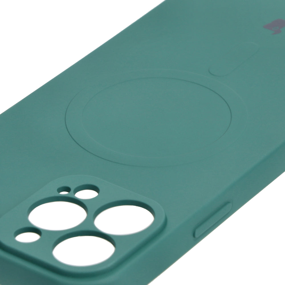 Silikon Handyhülle mit Magnetring Bizon Case Silicone Magnetic für iPhone 13 Pro Max, Dunkelgrün