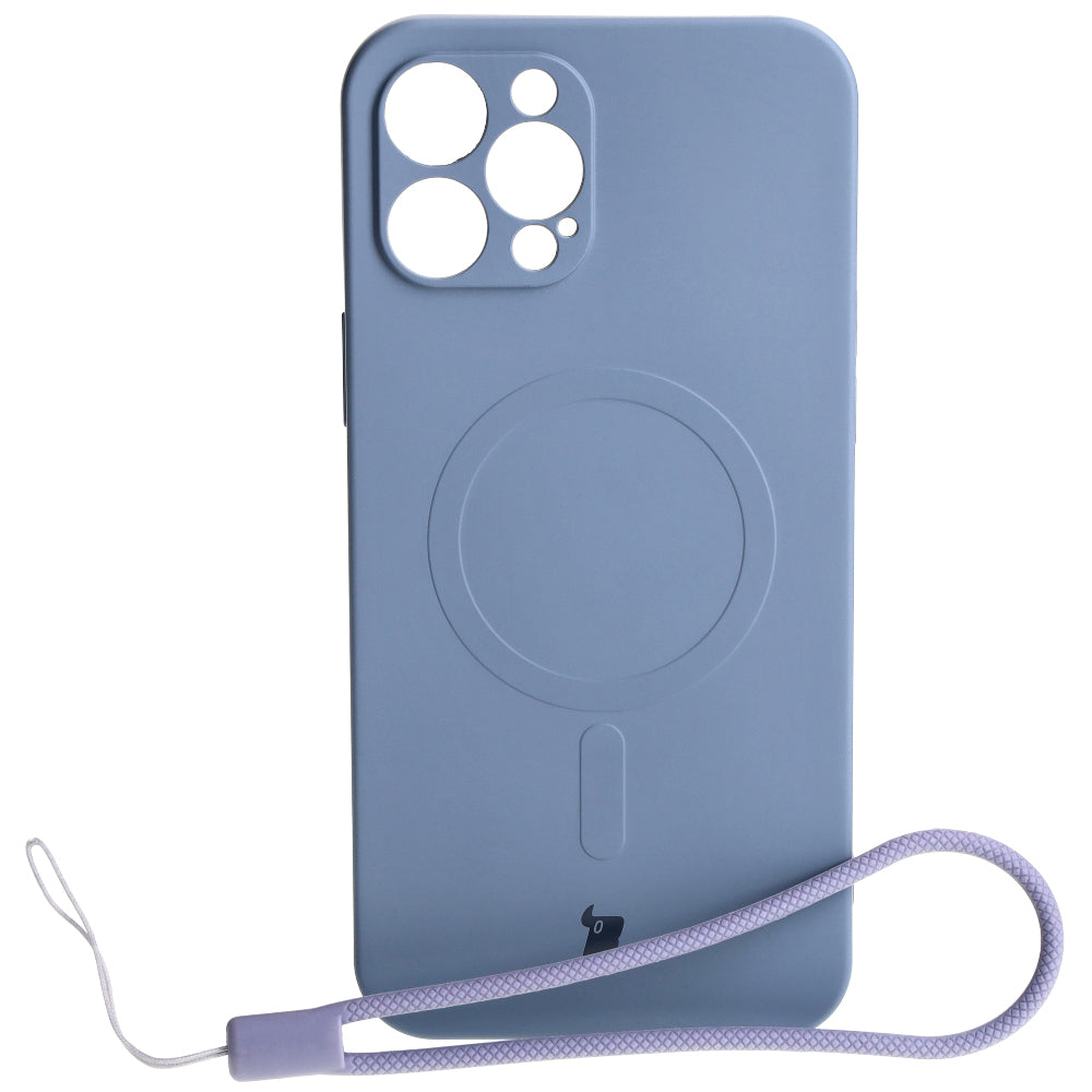 Silikon Handyhülle mit Magnetring Bizon Case Silicone Magnetic für iPhone 13 Pro Max, Grau