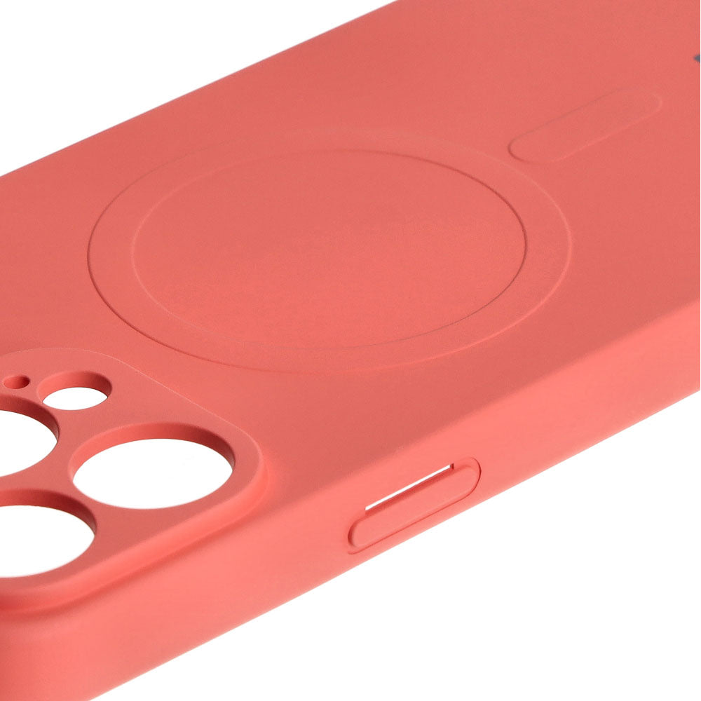 Silikon Handyhülle mit Magnetring Bizon Case Silicone Magnetic für iPhone 15 Pro Max, Dunkelrosa