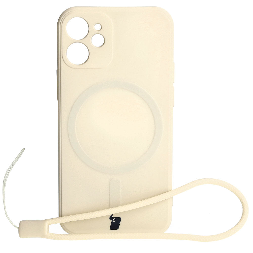 Schutzhülle Bizon Case Silicone MagSafe Sq für Apple iPhone 12 Mini, Beige