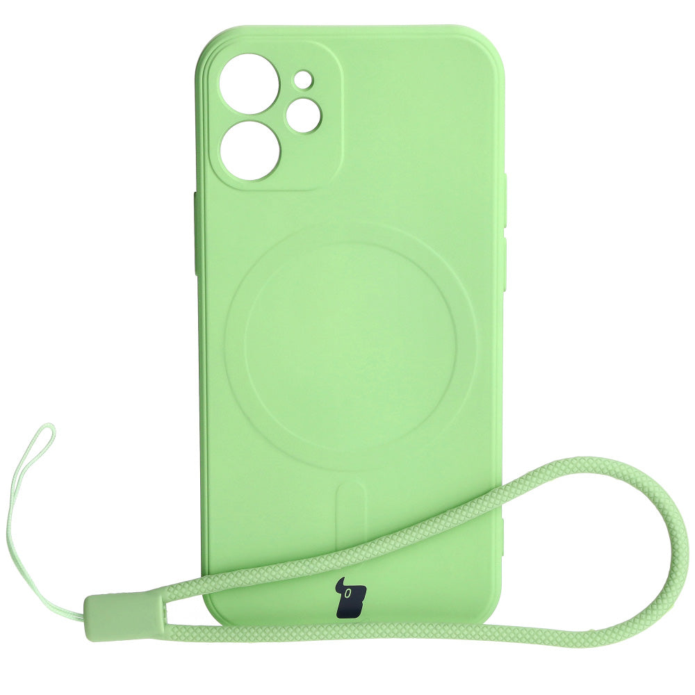 Schutzhülle Bizon Case Silicone MagSafe Sq für Apple iPhone 12 Mini, Hellgrün