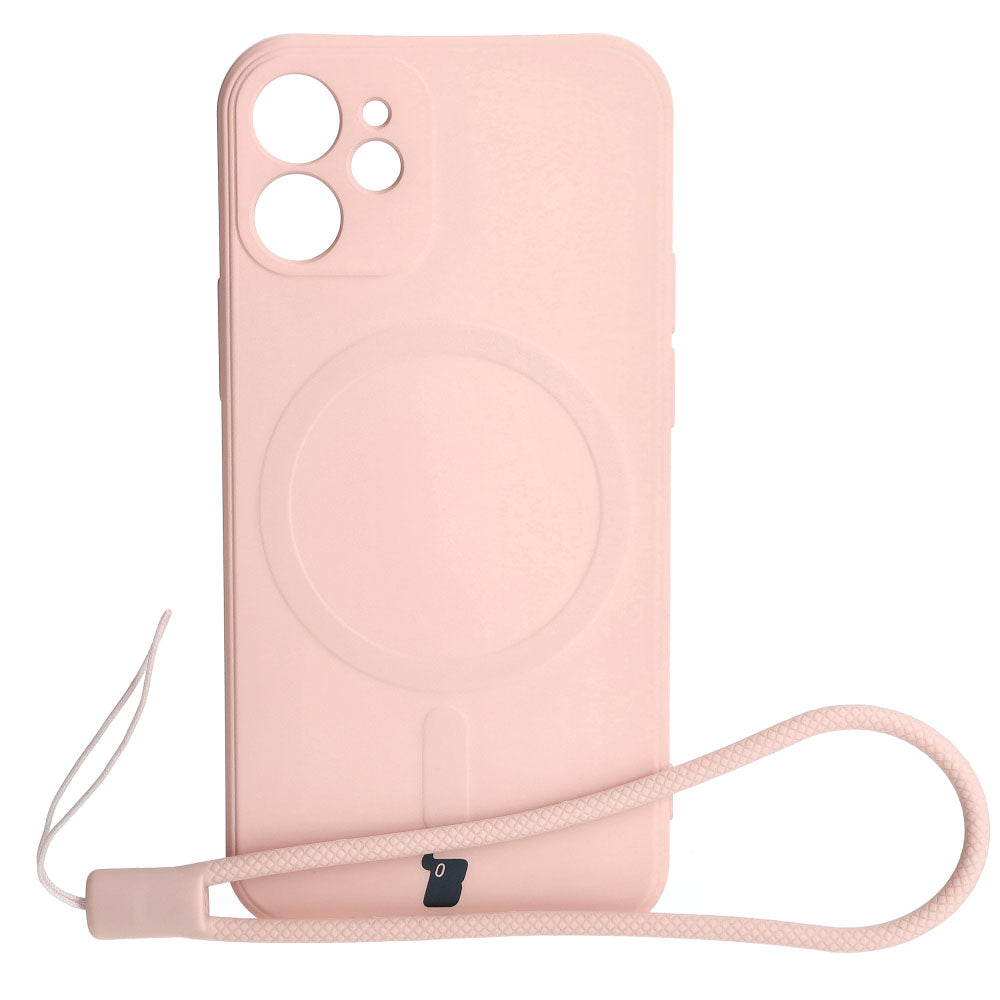 Schutzhülle Bizon Case Silicone MagSafe Sq für Apple iPhone 12 Mini, Hellrosa