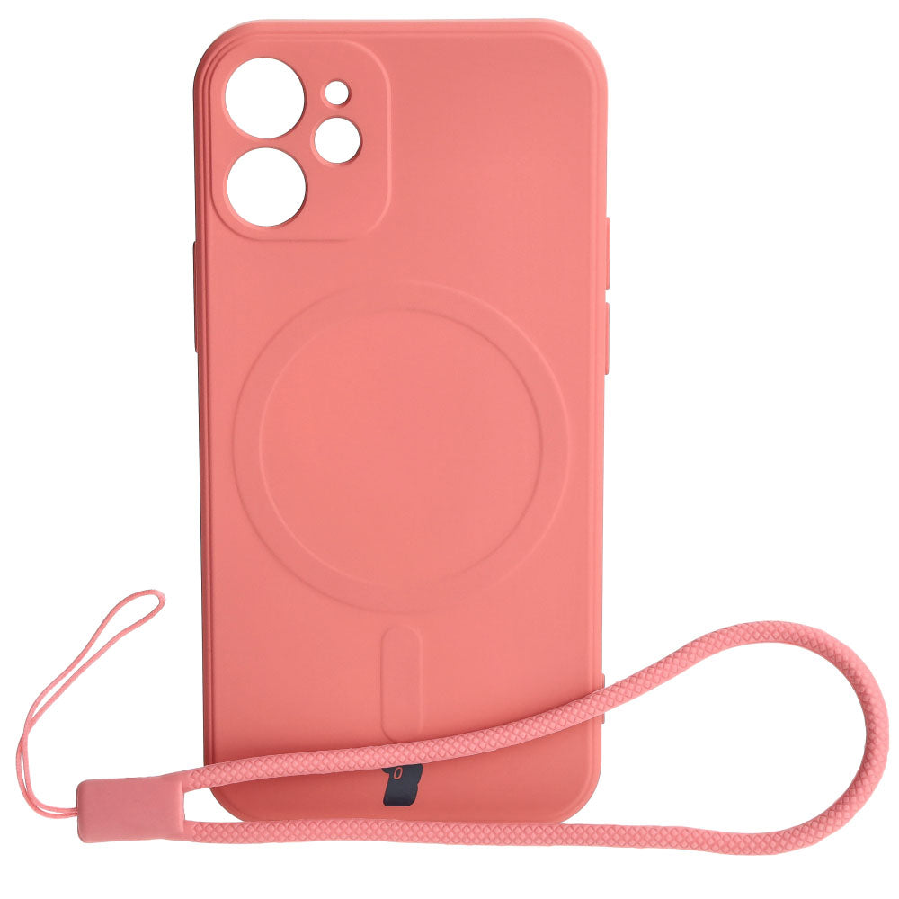Schutzhülle Bizon Case Silicone MagSafe Sq für Apple iPhone 12 Mini, Dunkelrosa