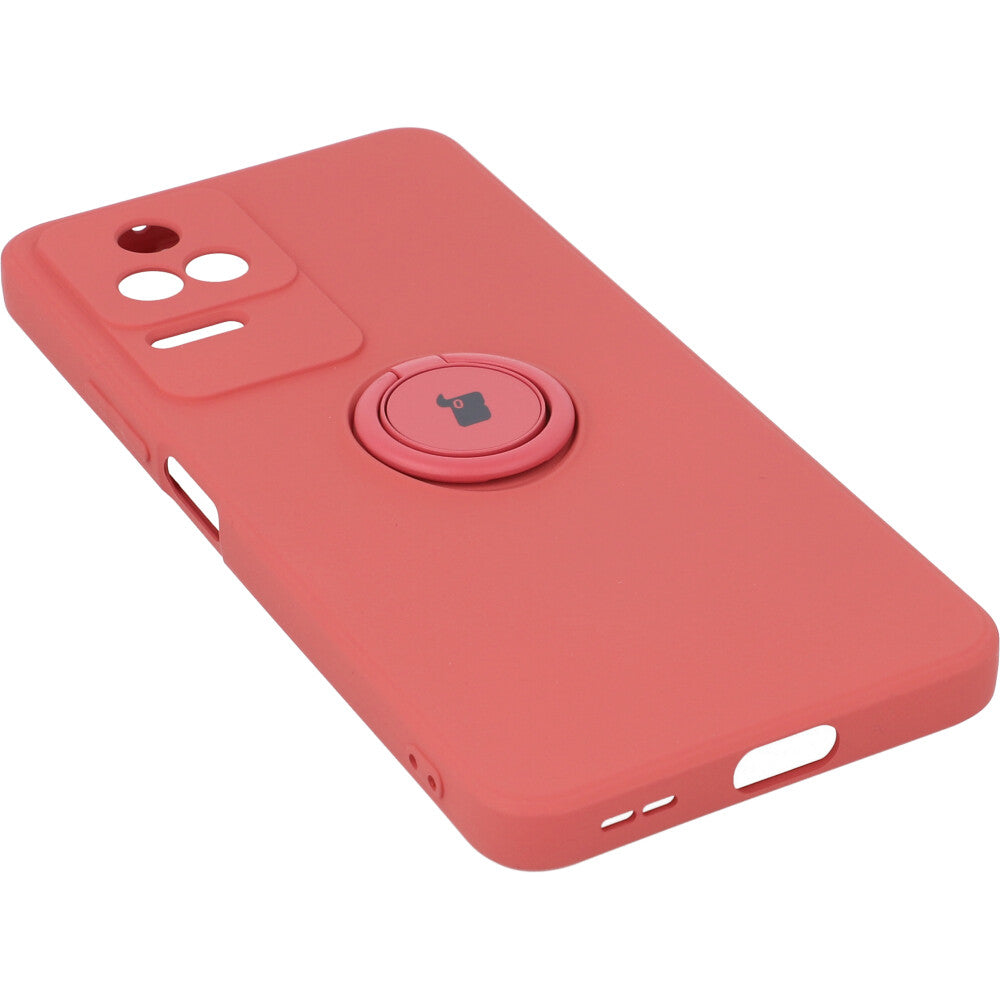 Schutzhülle Bizon Case Silicone Ring Sq für Xiaomi Poco F4, Dunkelrosa