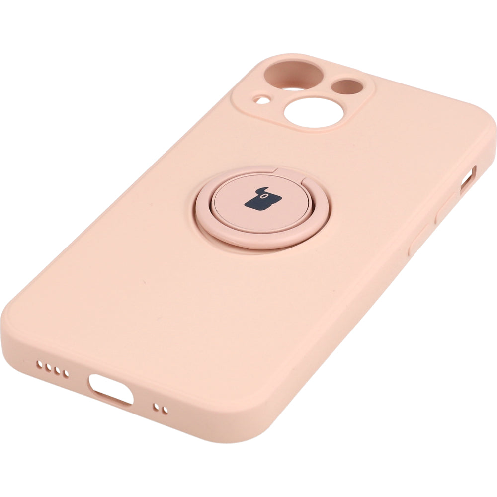 Schutzhülle Bizon Case Silicone Ring für iPhone 13 Mini, Hellrosa
