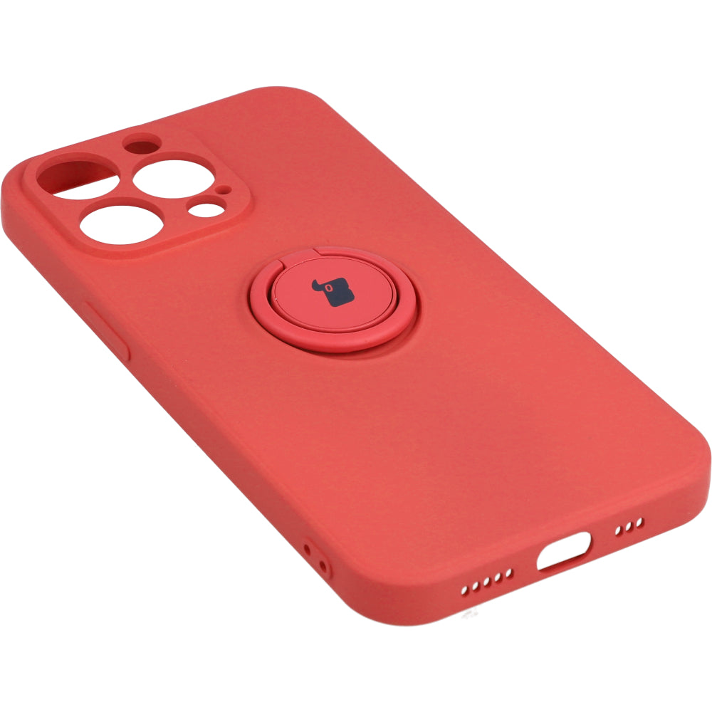Schutzhülle Bizon Case Silicone Ring für iPhone 13 Pro, Dunkelrosa