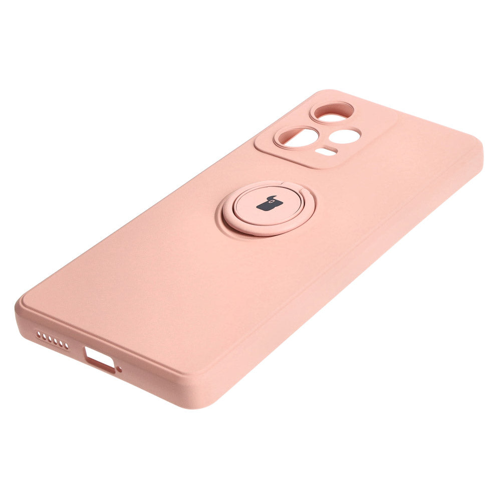 Schutzhülle Bizon Case Silicone Ring Sq für Xiaomi Redmi Note 12 Pro Plus 5G, Hellrosa