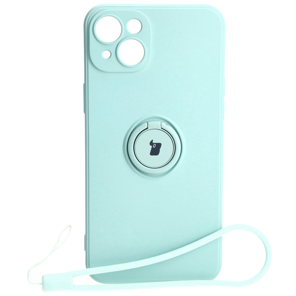 Schutzhülle Bizon Case Silicone Ring Sq für iPhone 15 Plus, Türkis