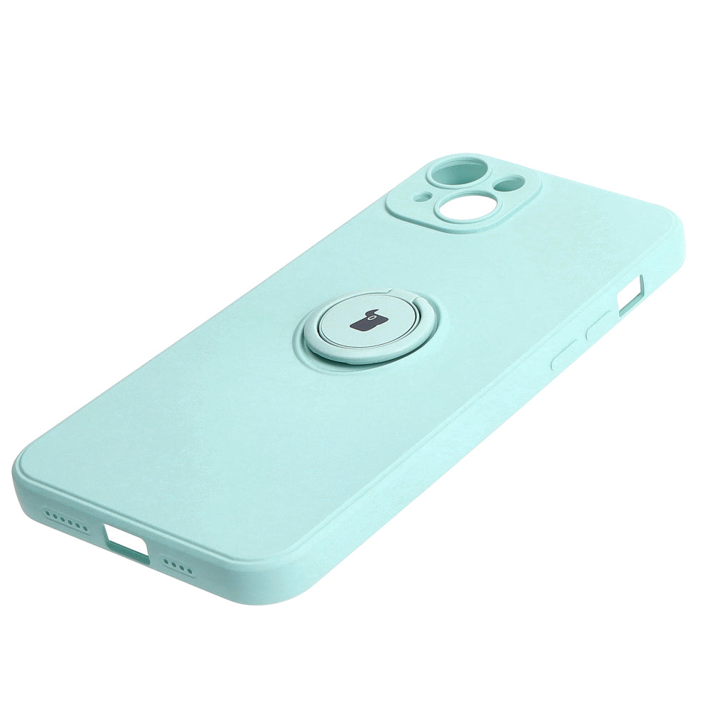Schutzhülle Bizon Case Silicone Ring Sq für iPhone 15 Plus, Türkis