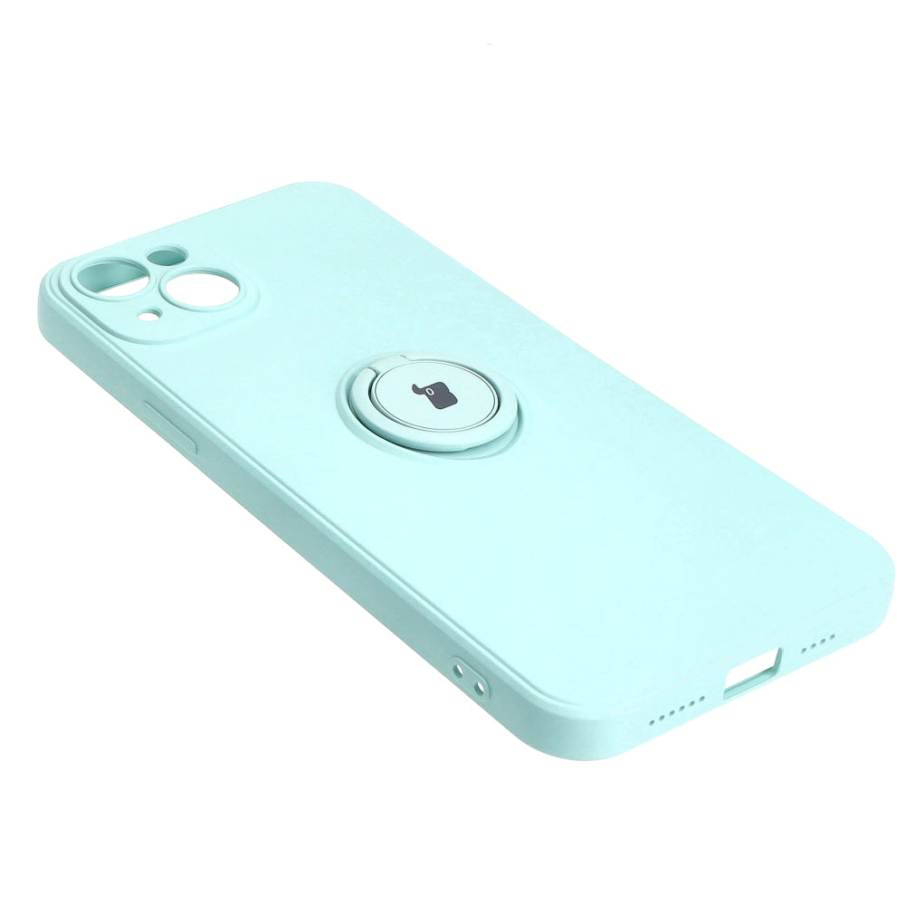 Schutzhülle Bizon Case Silicone Ring Sq für iPhone 15 Plus, Türkis