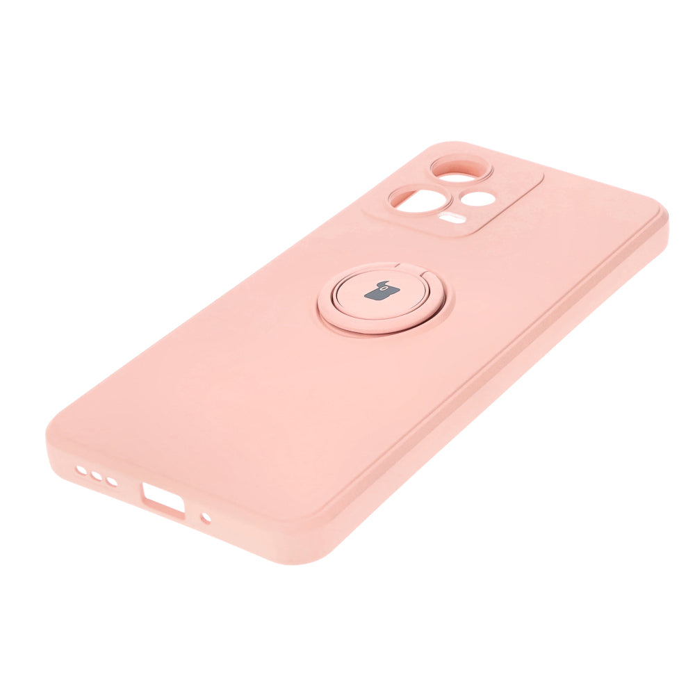 Schutzhülle Bizon Case Silicone Ring Sq für Xiaomi Redmi Note 12 5G/Poco X5, Hellrosa