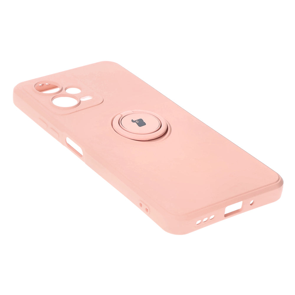 Schutzhülle Bizon Case Silicone Ring Sq für Xiaomi Redmi Note 12 5G/Poco X5, Hellrosa