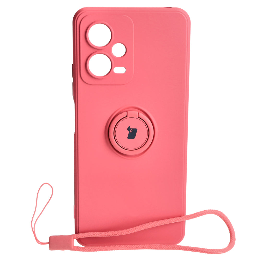 Schutzhülle Bizon Case Silicone Ring Sq für Xiaomi Redmi Note 12 5G/Poco X5, Dunkelrosa