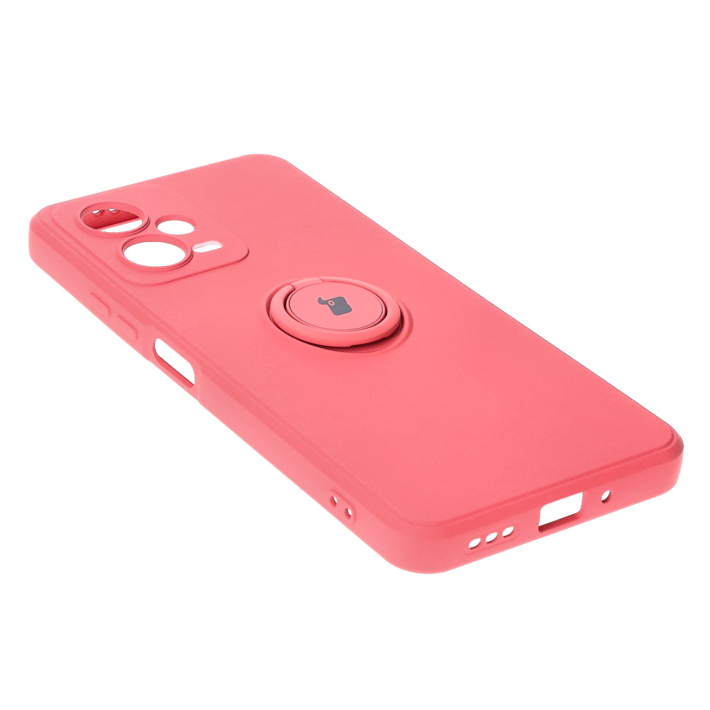 Schutzhülle Bizon Case Silicone Ring Sq für Xiaomi Redmi Note 12 5G/Poco X5, Dunkelrosa