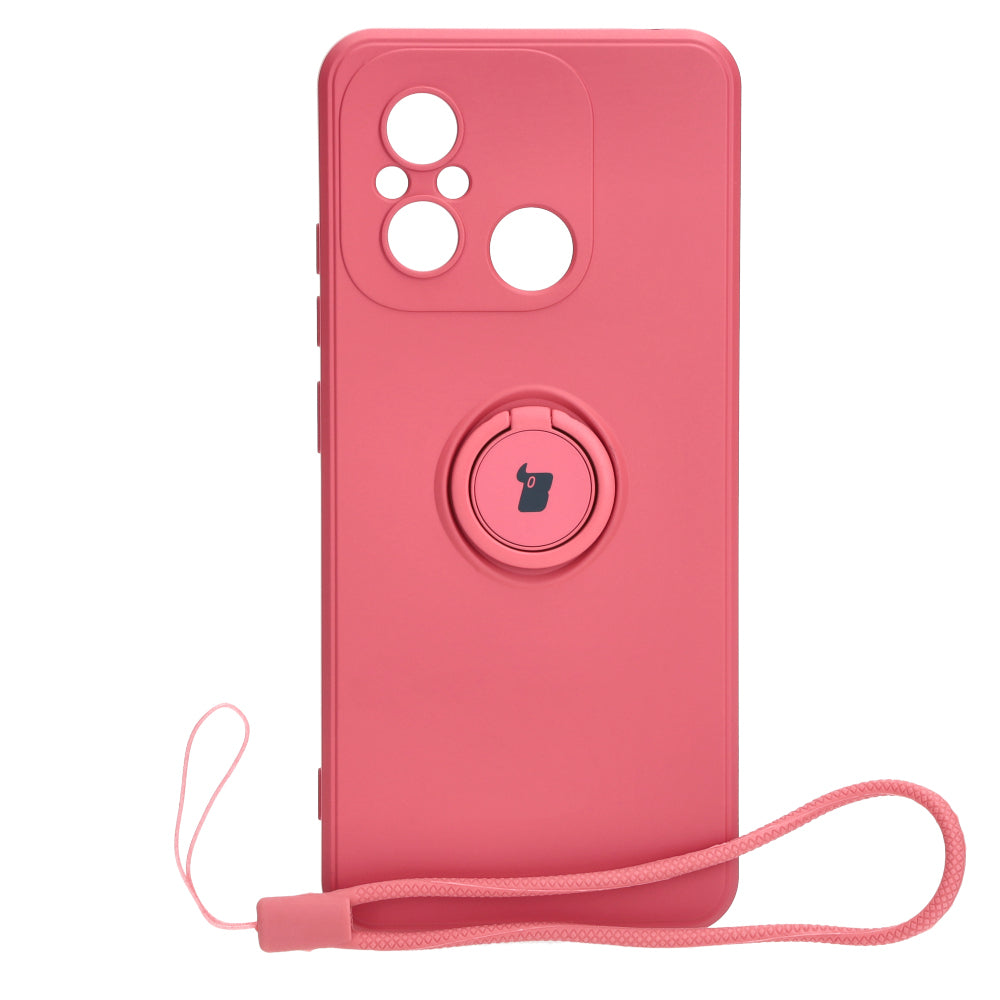 Schutzhülle Bizon Case Silicone Ring Sq für Xiaomi Redmi 12C, Dunkelrosa