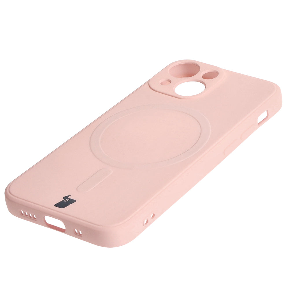 Schutzhülle Bizon Case Silicone MagSafe Sq für Apple iPhone 13 Mini, Hellrosa