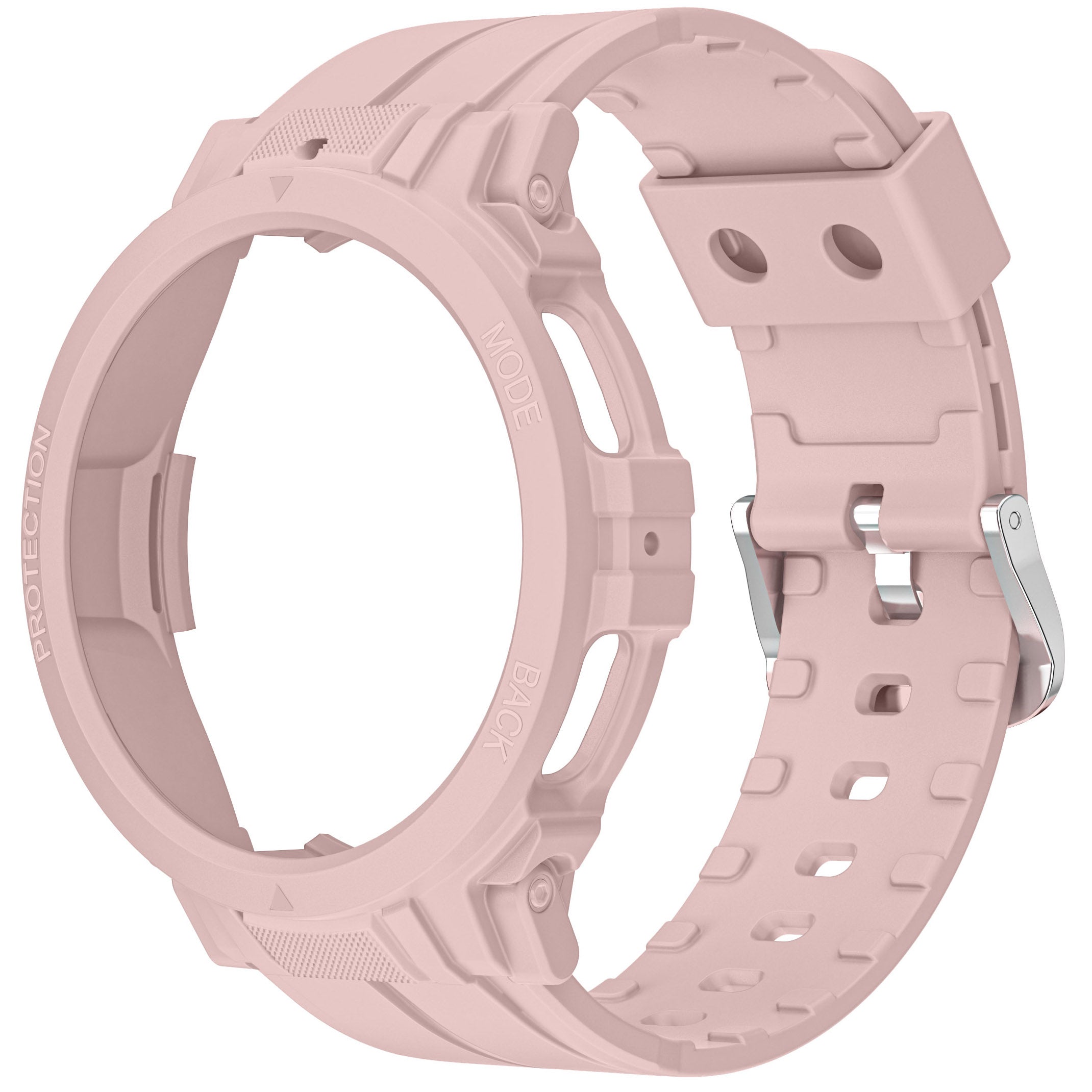 Schutzhülle mit Armband Bizon Strap + Case Watch Action Pro für Galaxy Watch 5 Pro 45 mm, Hellrosa