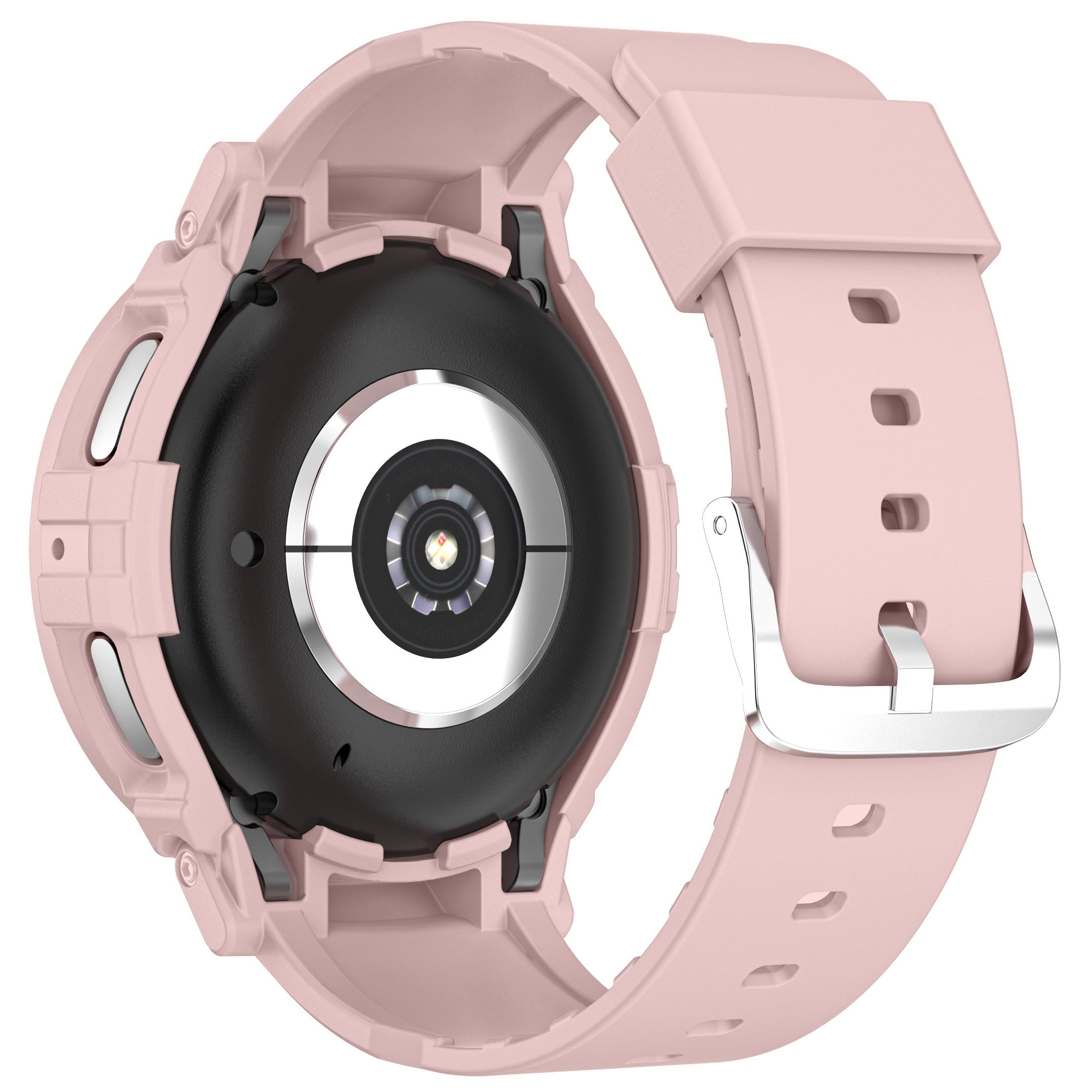 Schutzhülle mit Armband Bizon Strap + Case Watch Action Pro für Galaxy Watch 5 Pro 45 mm, Hellrosa