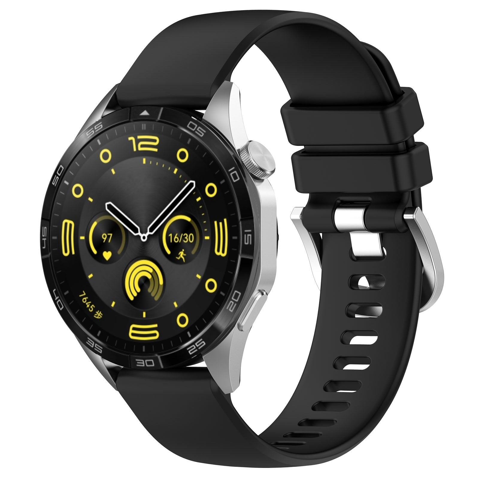 Armband Bizon Strap Watch Silicone Pro für Huawei Watch GT 4 46 mm, Schwarz