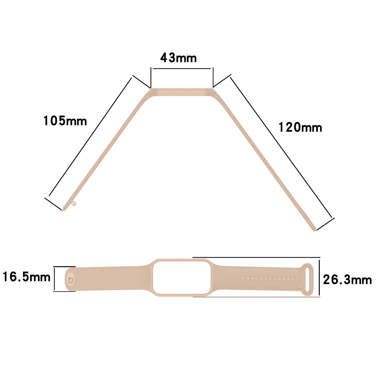 Schutzhülle mit Armband Bizon Strap + Case Watch Dots für Xiaomi Redmi Smart Band 2 / Xiaomi Mi Band 8 Active, Hellrosa