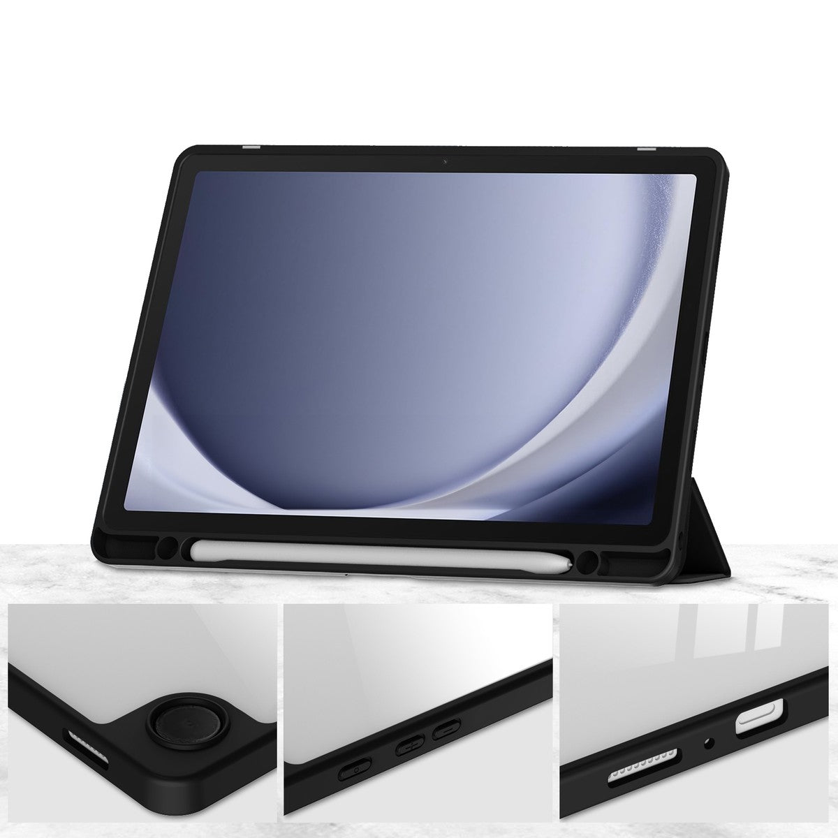 Schutzhülle für Galaxy Tab A9 Plus, Bizon Case Tab Clear Matt, Schwarz
