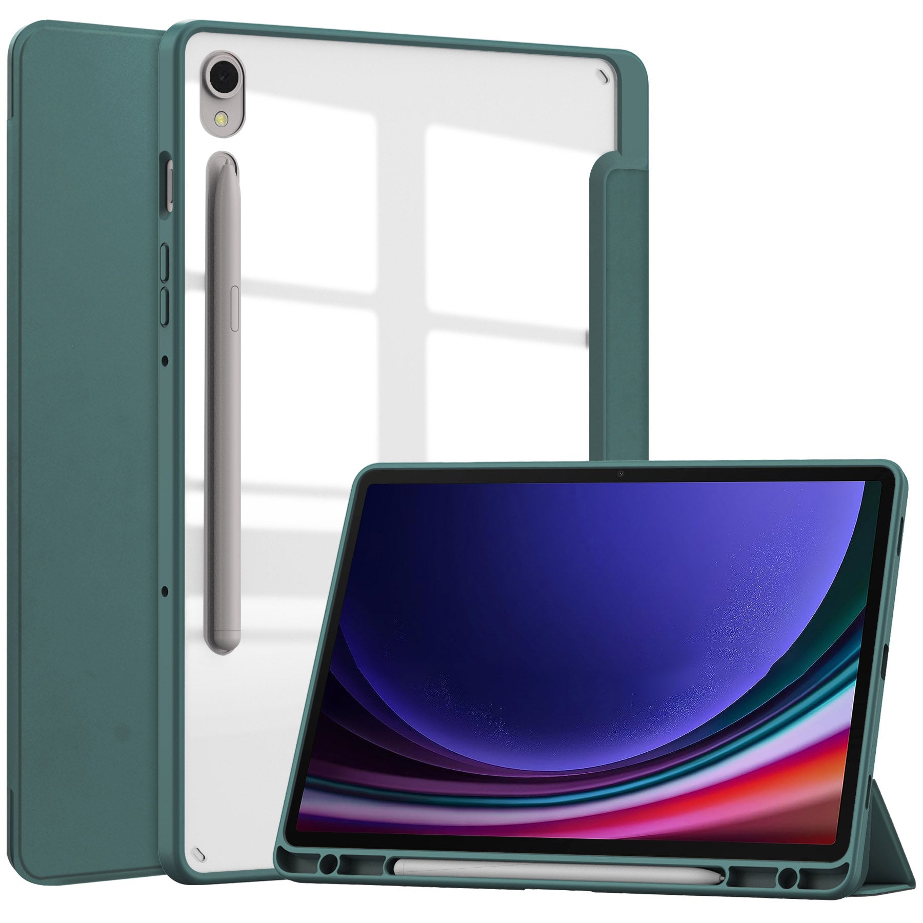 Schutzhülle Bizon Case Tab Clear Matt für Galaxy Tab S9, Dunkelgrün