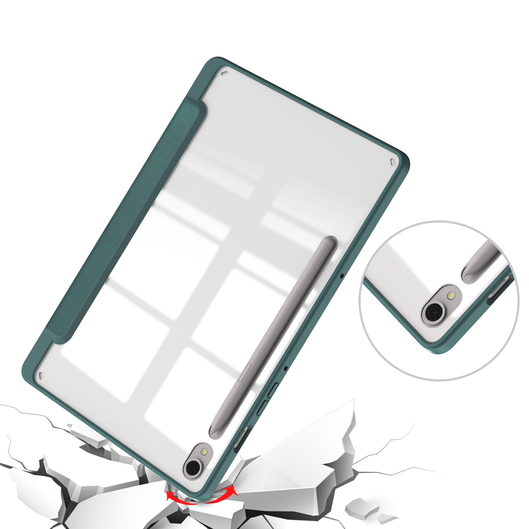 Schutzhülle Bizon Case Tab Clear Matt für Galaxy Tab S9, Dunkelgrün