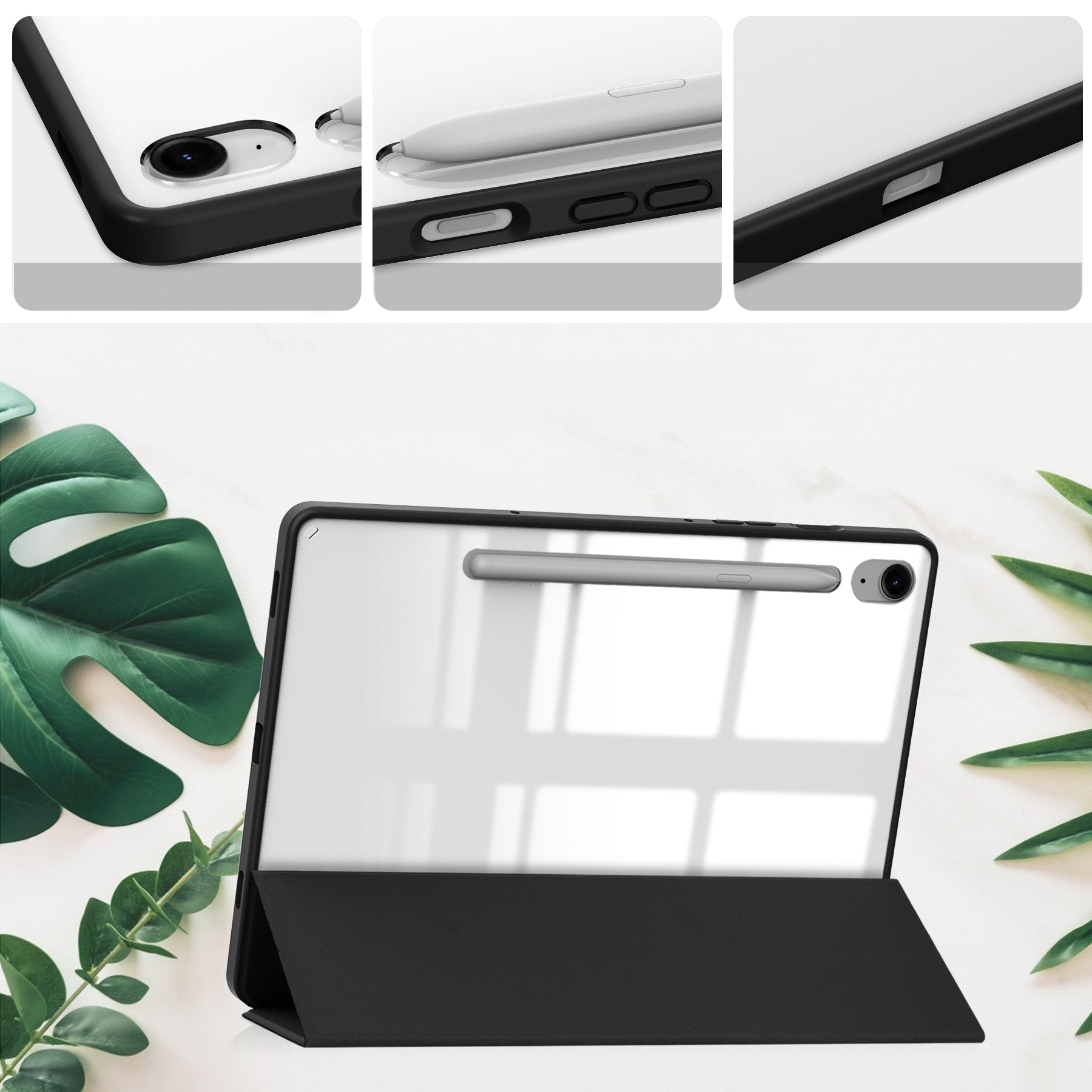Schutzhülle Bizon Case Tab Clear Matt für Galaxy Tab S10 FE / S9 / S9 FE, Schwarz