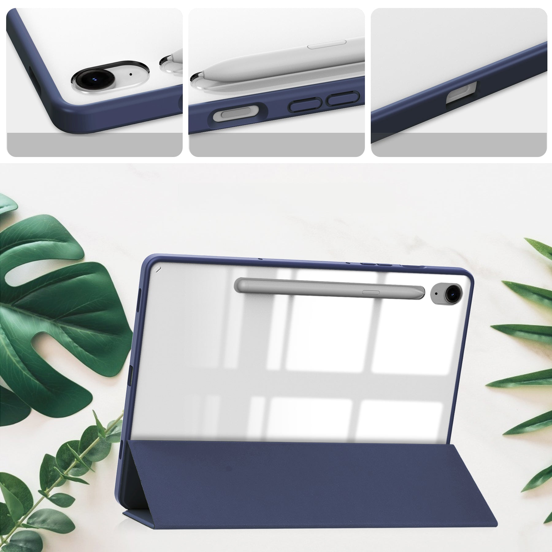 Schutzhülle Bizon Case Tab Clear Matt für Samsung Galaxy Tab S9 / S9 FE, Dunkelblau