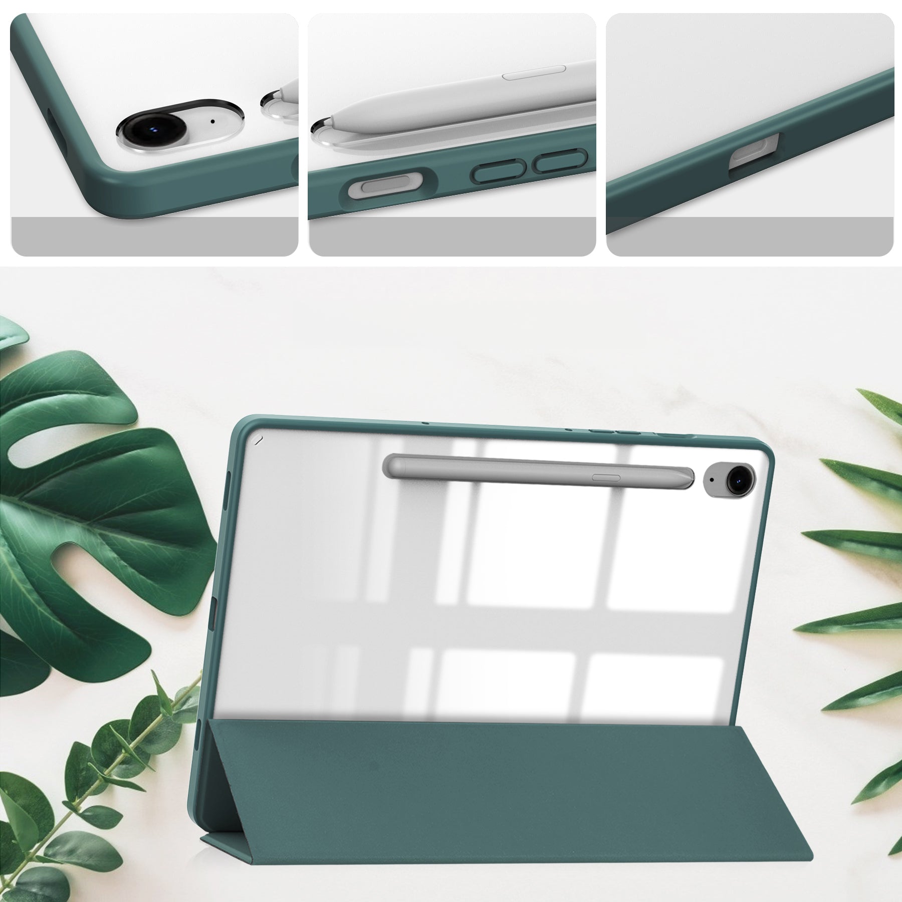 Schutzhülle Bizon Case Tab Clear Matt für Samsung Galaxy Tab S9 / S9 FE, Dunkelgrün