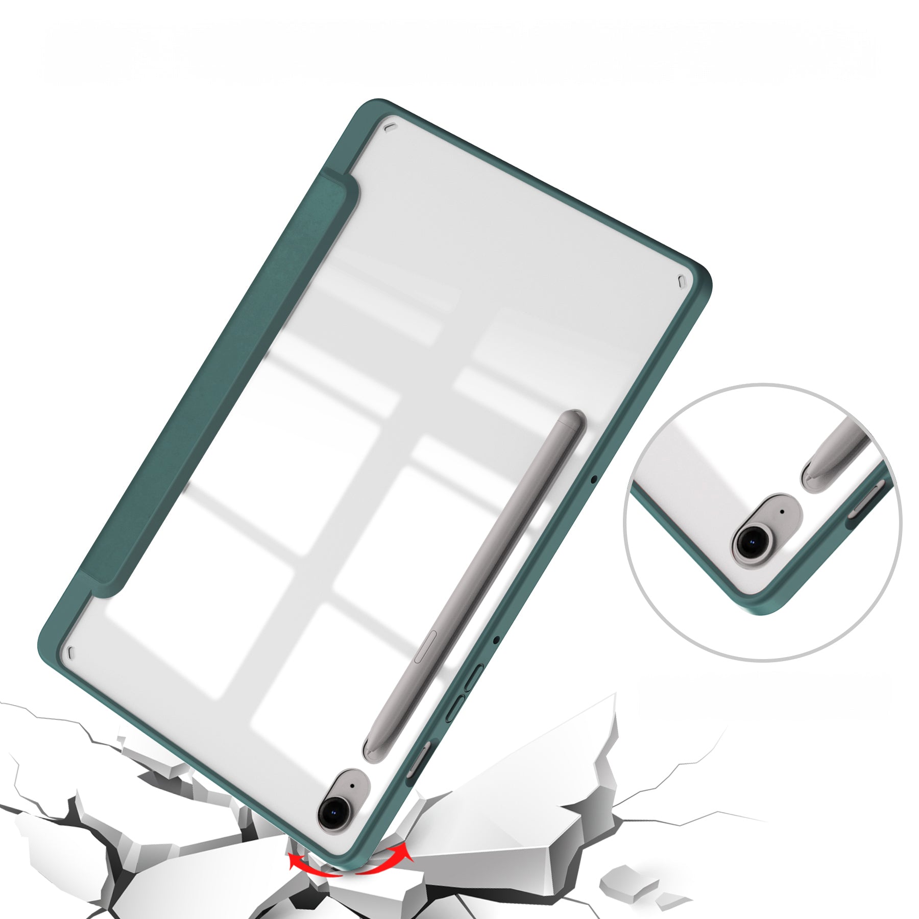 Schutzhülle Bizon Case Tab Clear Matt für Galaxy Tab S10 Lite / S10 FE / S9 / S9 FE, Dunkelgrün