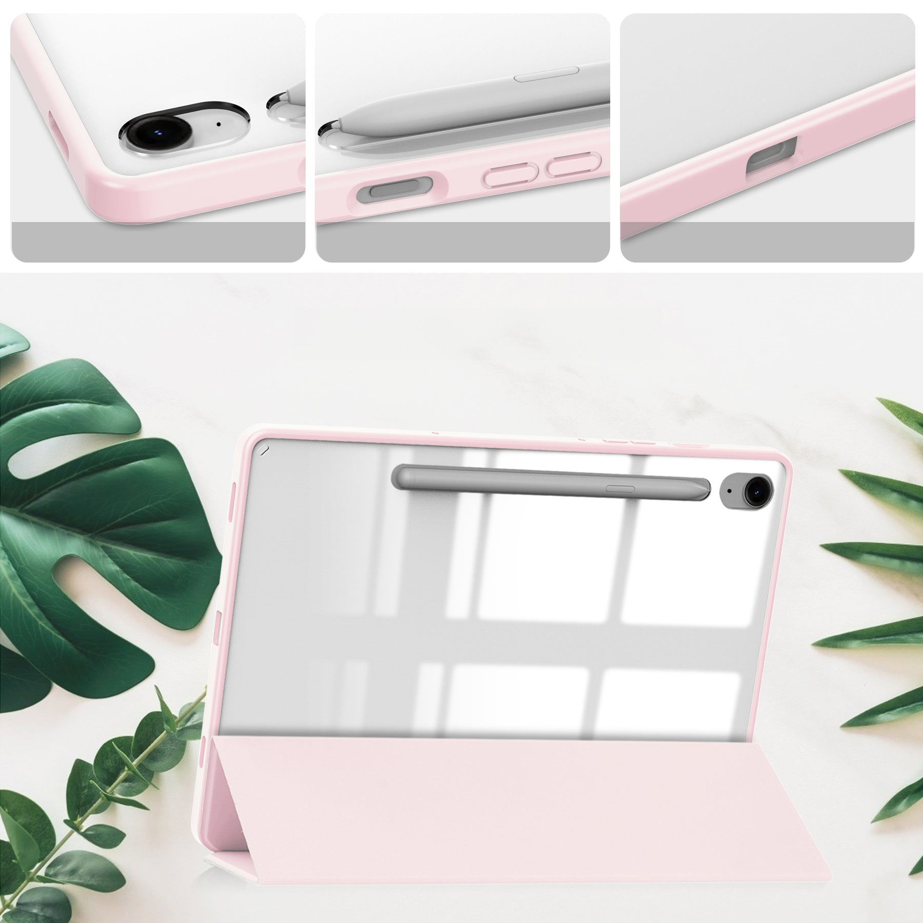 Schutzhülle Bizon Case Tab Clear Matt für Galaxy Tab S10 FE / S9 / S9 FE, Hellrosa