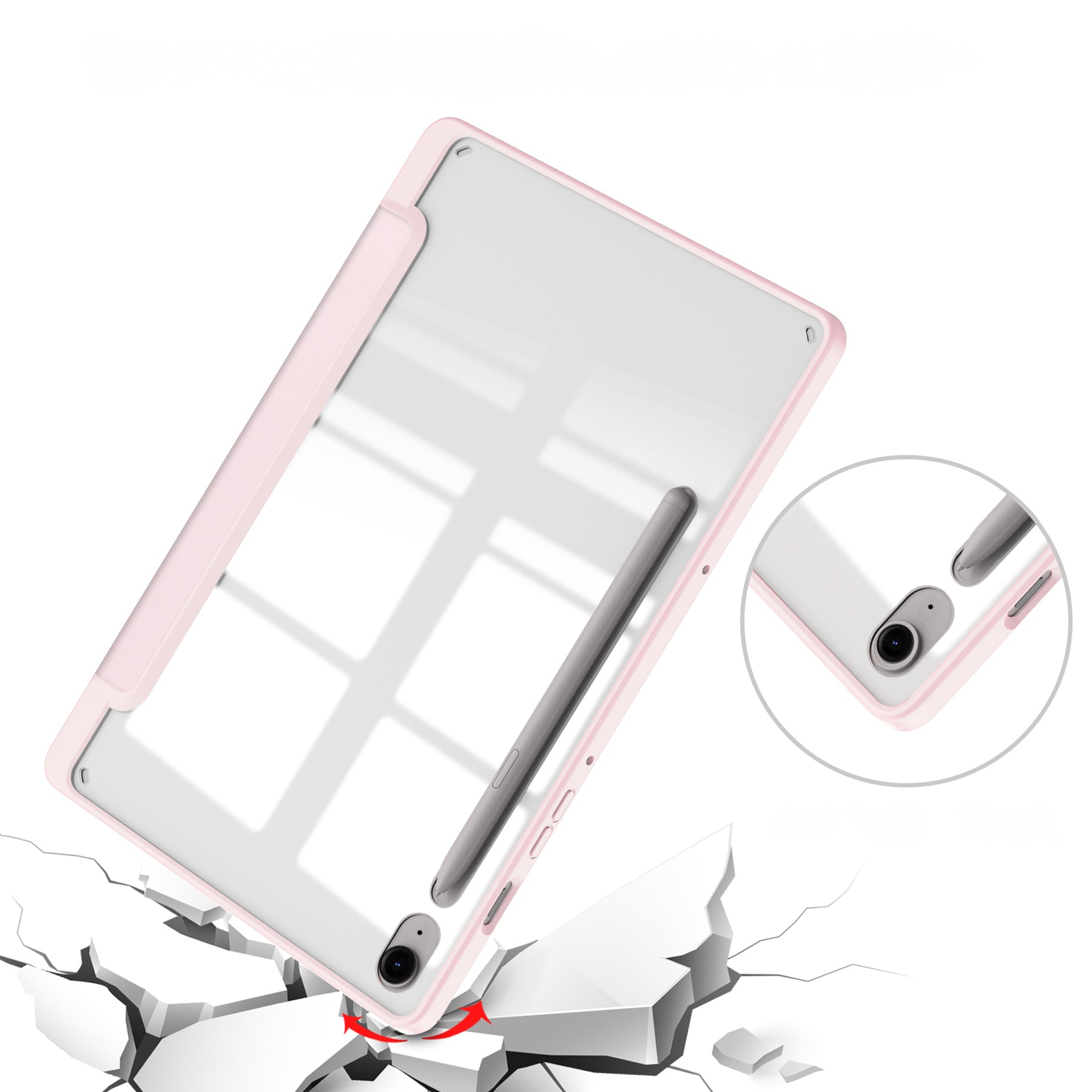 Schutzhülle Bizon Case Tab Clear Matt für Galaxy Tab S10 FE / S9 / S9 FE, Hellrosa