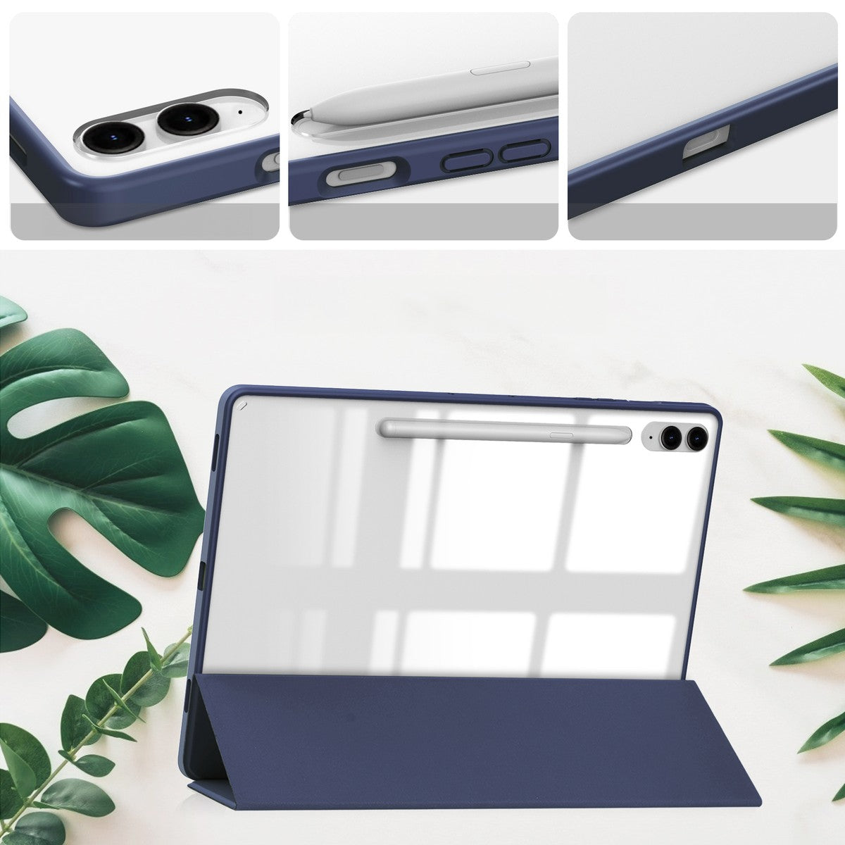 Schutzhülle Bizon Case Tab Clear Matt für Samsung Galaxy Tab S9 FE Plus, Dunkelblau
