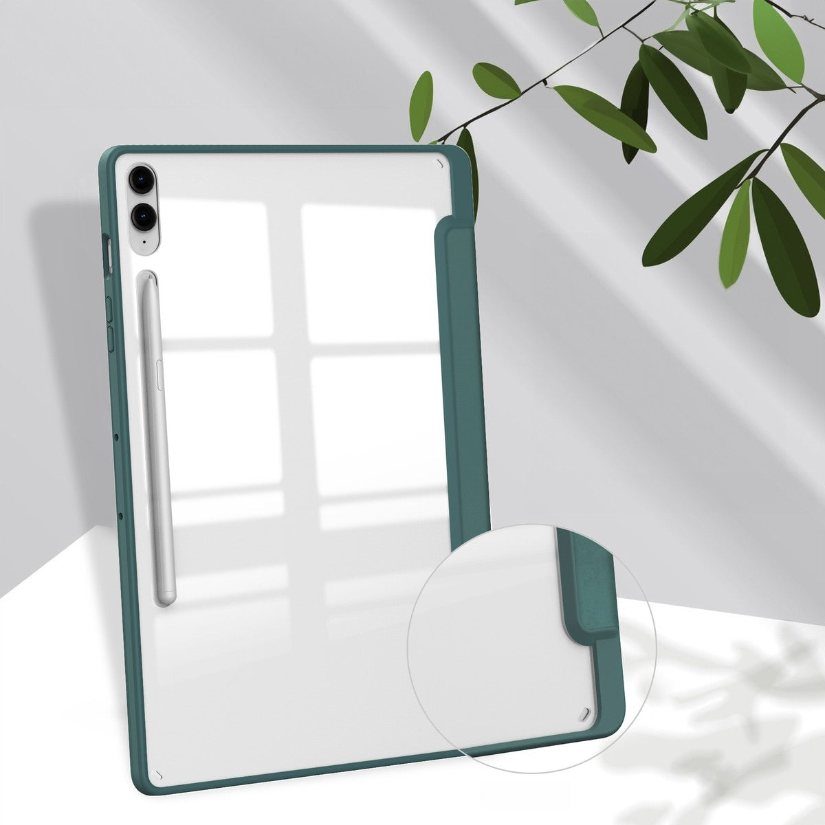 Schutzhülle Bizon Case Tab Clear Matt für Samsung Galaxy Tab S9 FE Plus, Dunkelgrün