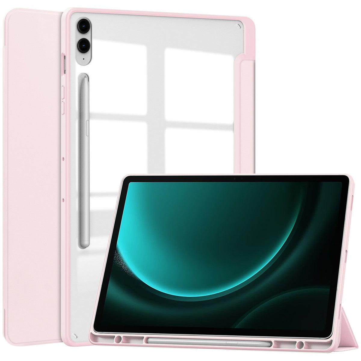 Schutzhülle Bizon Case Tab Clear Matt für Samsung Galaxy Tab S9 FE Plus, Hellrosa