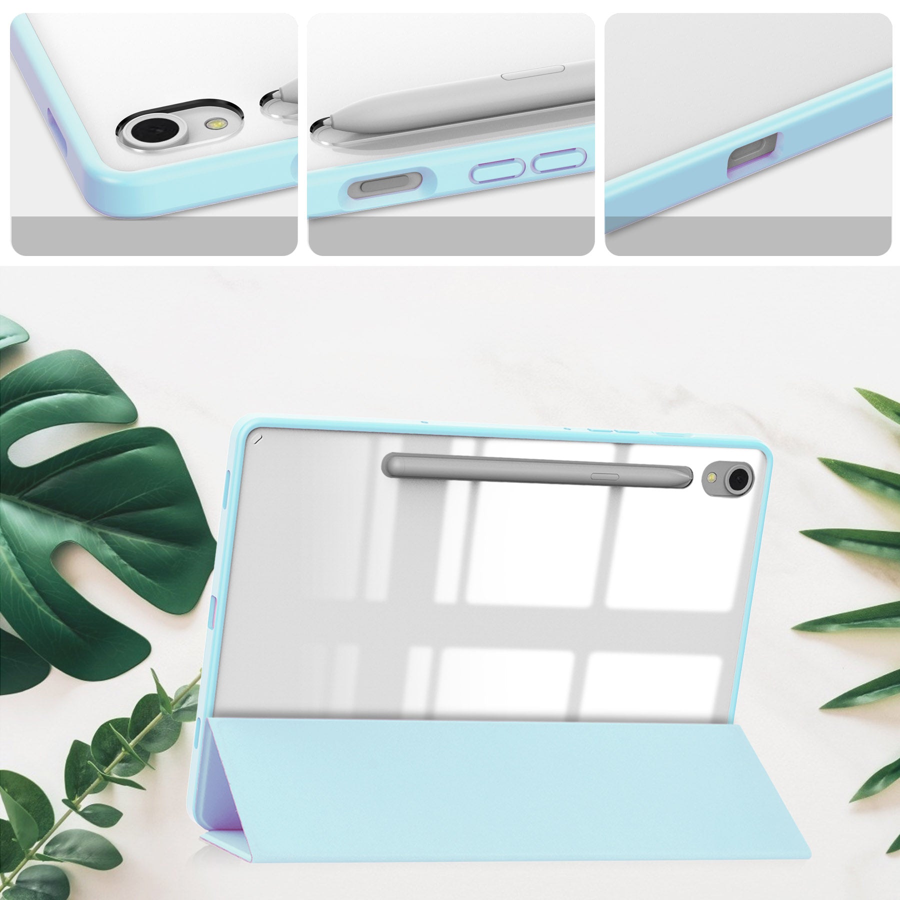 Schutzhülle Bizon Case Tab Clear Matt für Galaxy Tab S9, Hellblau