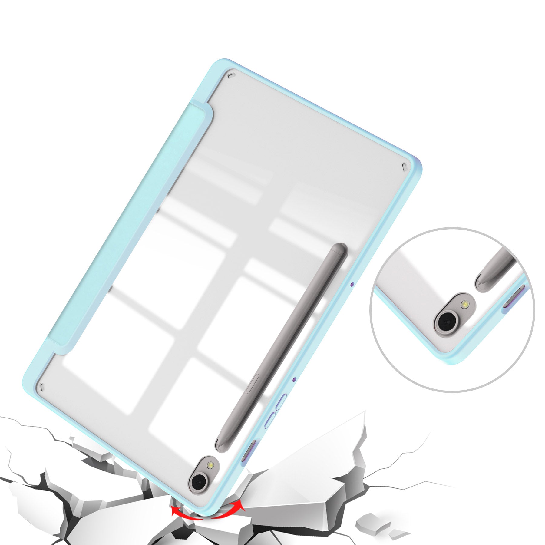 Schutzhülle Bizon Case Tab Clear Matt für Galaxy Tab S9, Hellblau