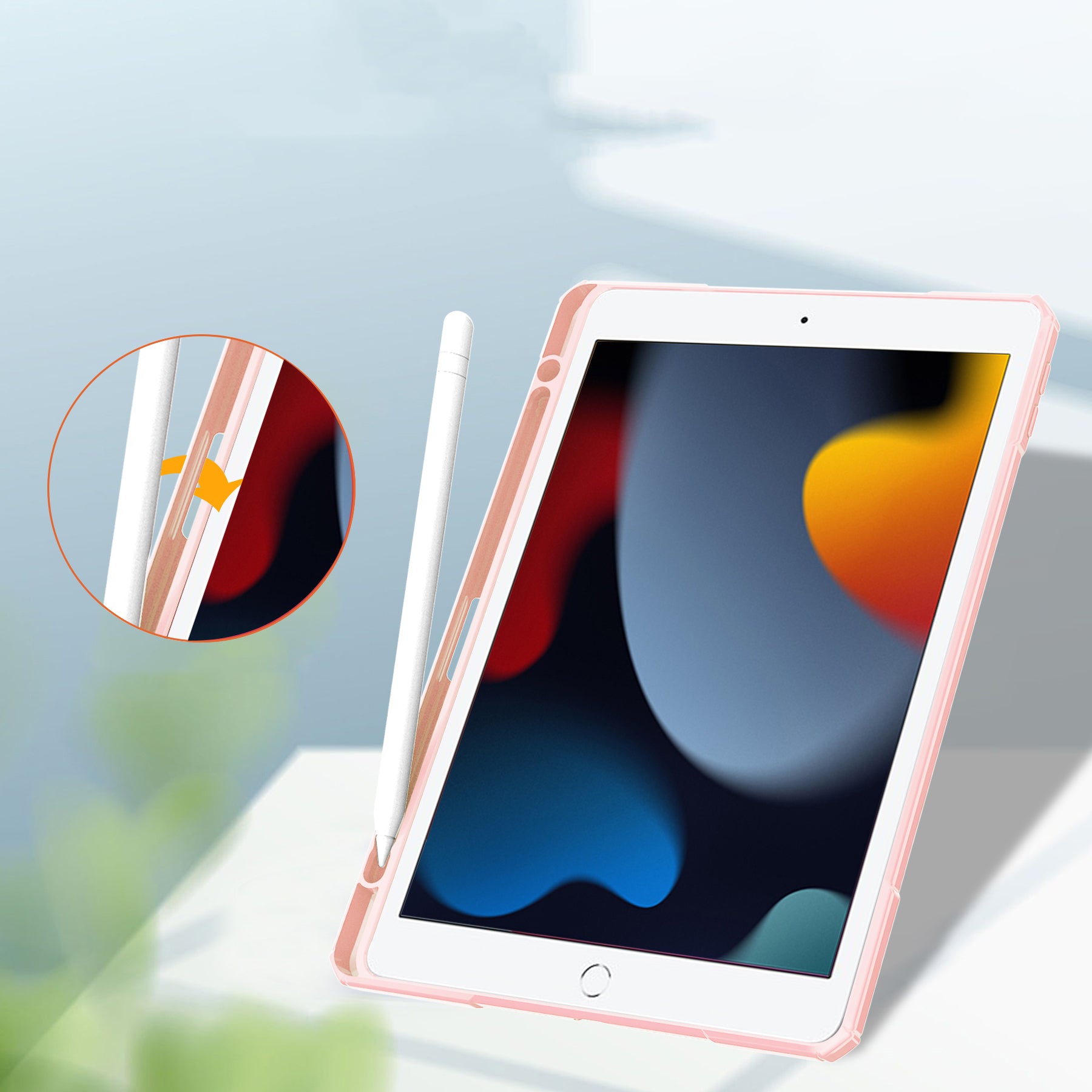 Schutzhülle Bizon Case Tab Clear Matt für Apple iPad 9 10.2 2021 / iPad 8 2020/ iPad 10.2 2019, Hellrosa