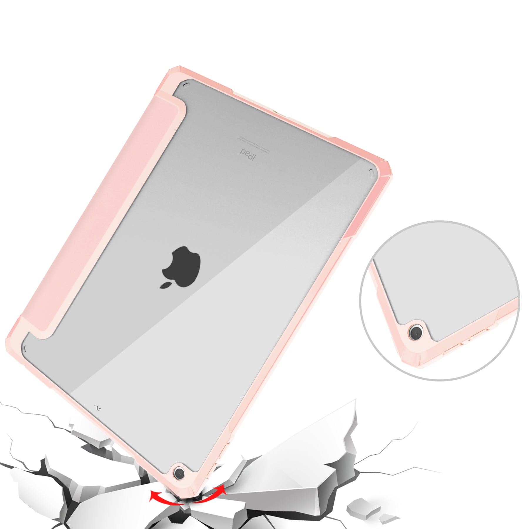 Schutzhülle Bizon Case Tab Clear Matt für Apple iPad 9 10.2 2021 / iPad 8 2020/ iPad 10.2 2019, Hellrosa